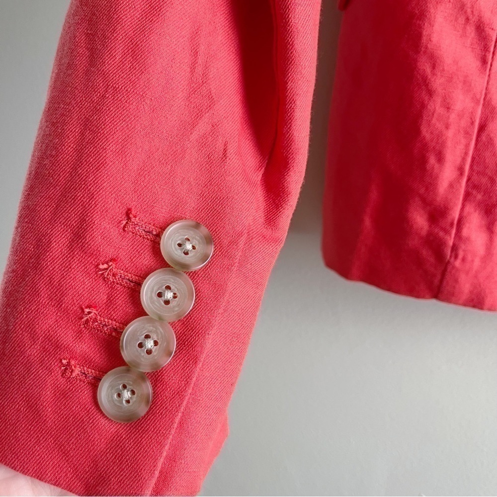 J.Crew Linen Cotton Blend Blazer in Coral Orange, Two-Button Front, Size 4 - Picture 7 of 8